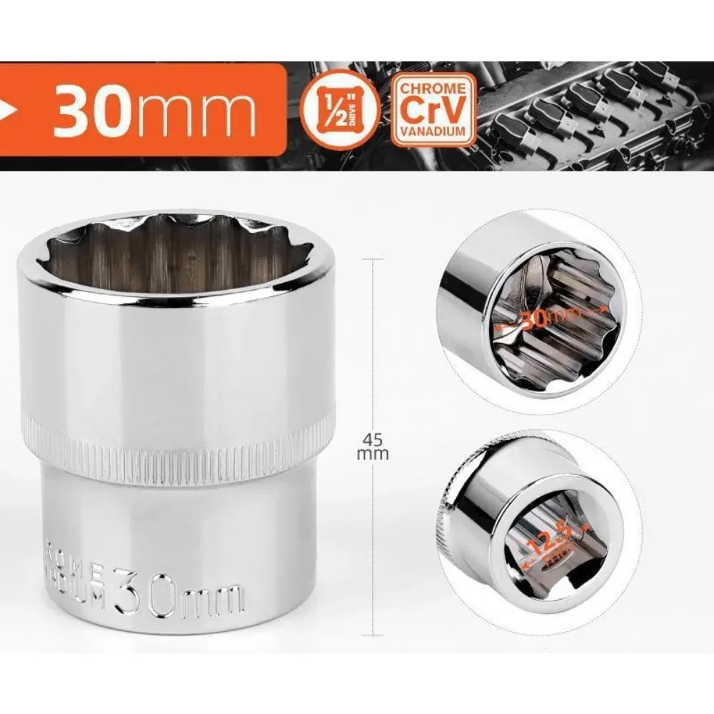 1/2 inch ratelratel sleutel 8-32mm, 12-punts korte dop, 12-tands dopset voor auto reparatie handgereedschap