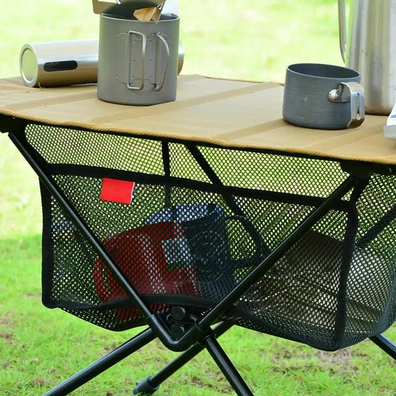 Outdoor Camping Barbecue Kitchen Shelf Bag Folding Table Storage Net Folding Table Rack Portable Stuff Mesh for Picnic Hanging