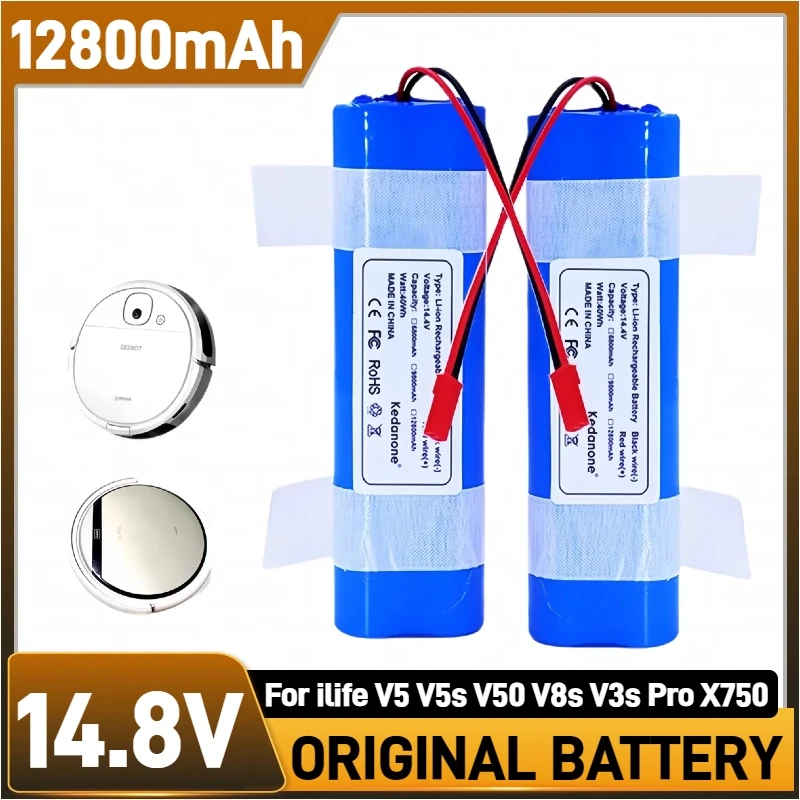 

Original 14.4V 12800mAh Lithium Battery, for ILIFE V5 V5s V50 V8s V3s Robot Vacuum Cleaner ILife18650-M26-4S1P Battery Pack