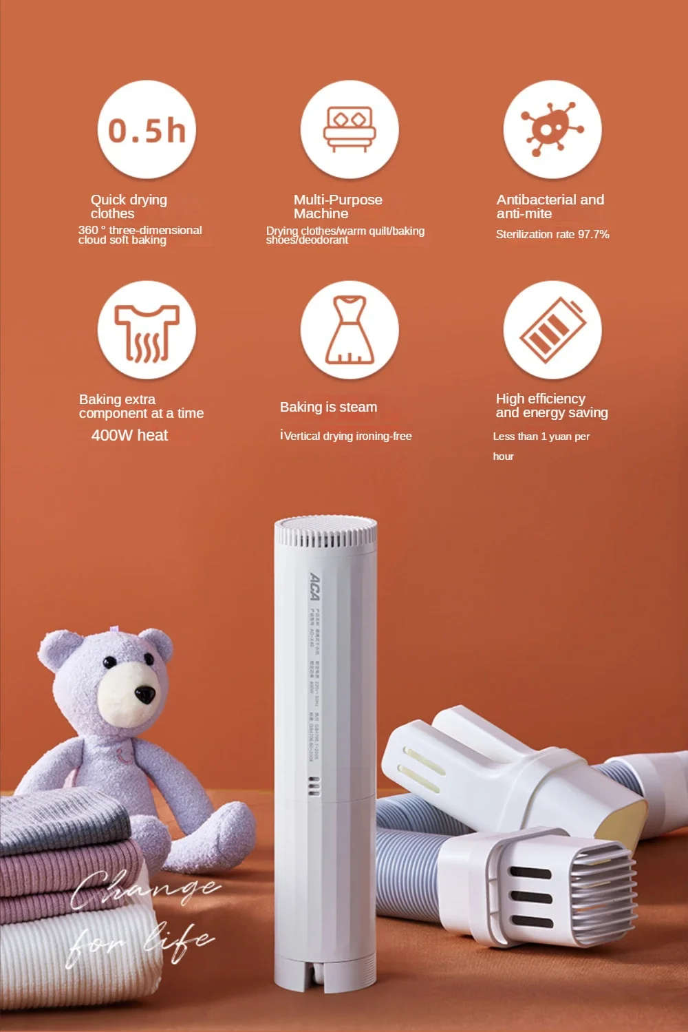 Przenośna Suszarka 400W, Przenośna Suszarka do Ubrań, Podróżna Suszarka do Ubrań z Timerem, Mini Suszarka do Mieszkań, Akademików