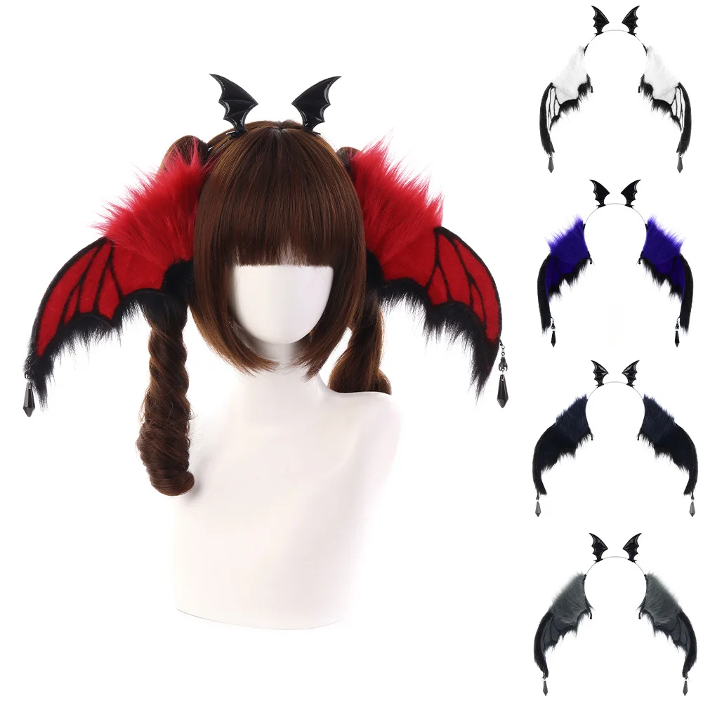 Gothic Bendable Devil Horn Bat Ear Headband Dark Style Cosplay Headdress Halloween Costume Props for Anime Stage Performance