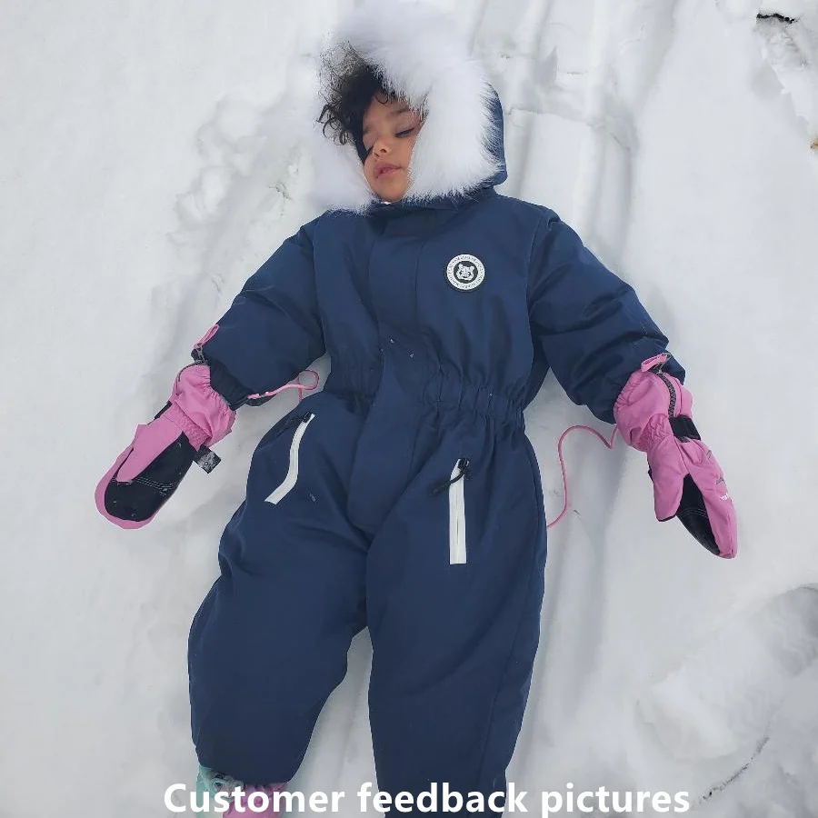 -30 degree Winter Ski Suit Plus Velvet Baby Jumpsuit Boy Overalls Warm Kids toddler girl Clothes Children Clothing coat overcoat