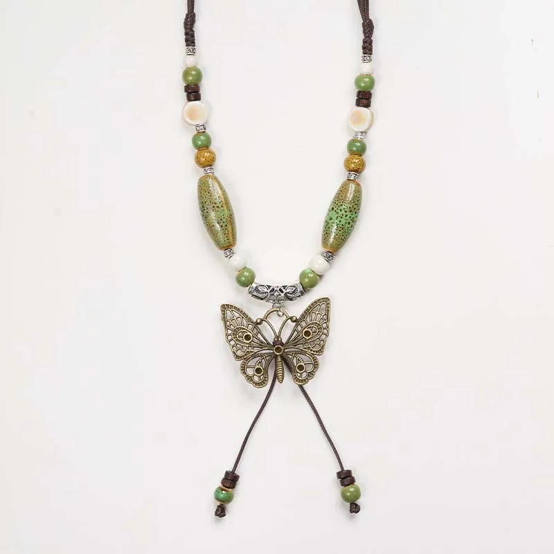 Retro Handmade Necklace Unique Creative Literary Literary Necklace Colorful Women'S Necklace for Gifts For Her