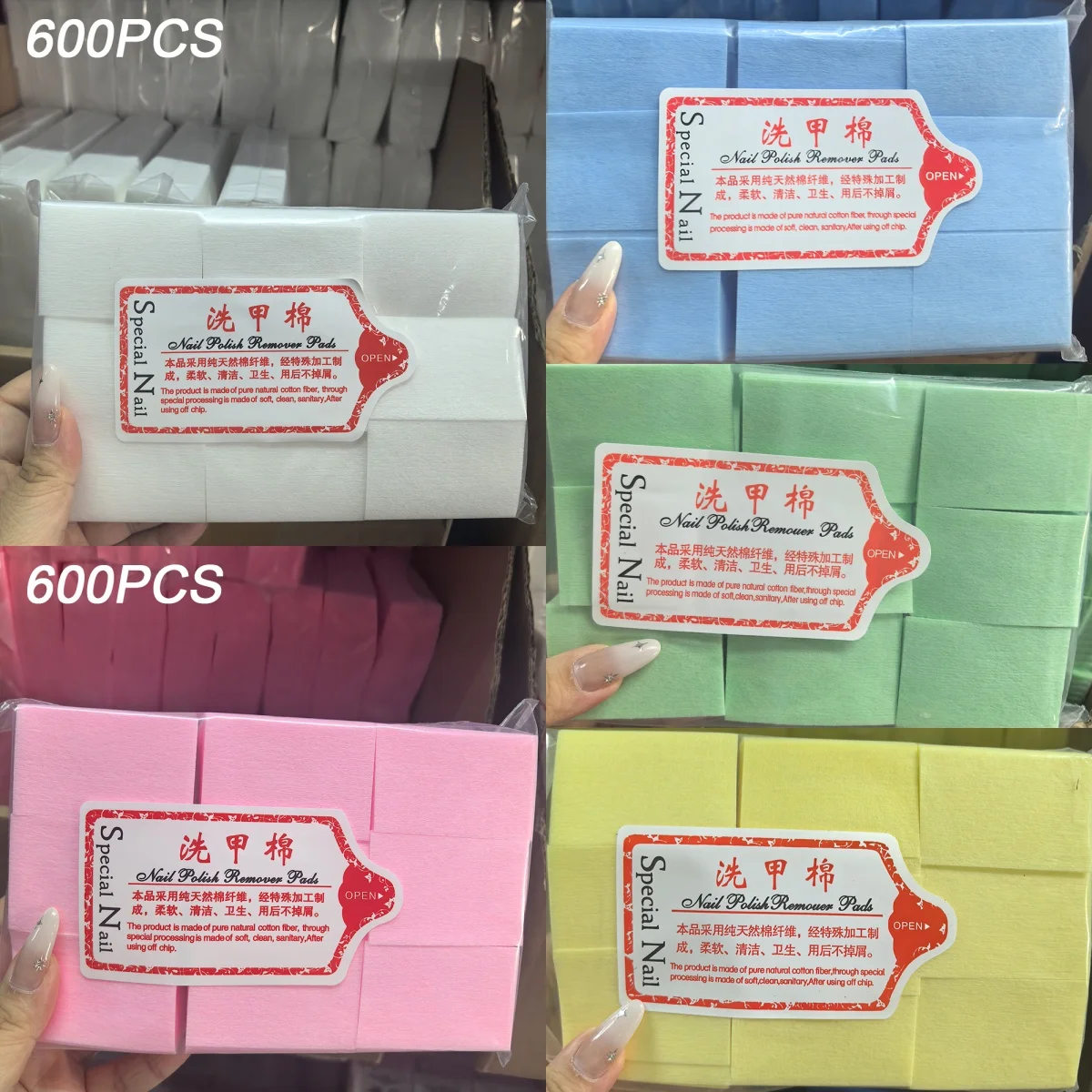 

1kpcs/600/500/100pcs Cotton Wipes Lint-Free Cotton Pads For Nail Wipe, Nail Cotton UV Gel Polish Remover Manicure Cleaning Tools