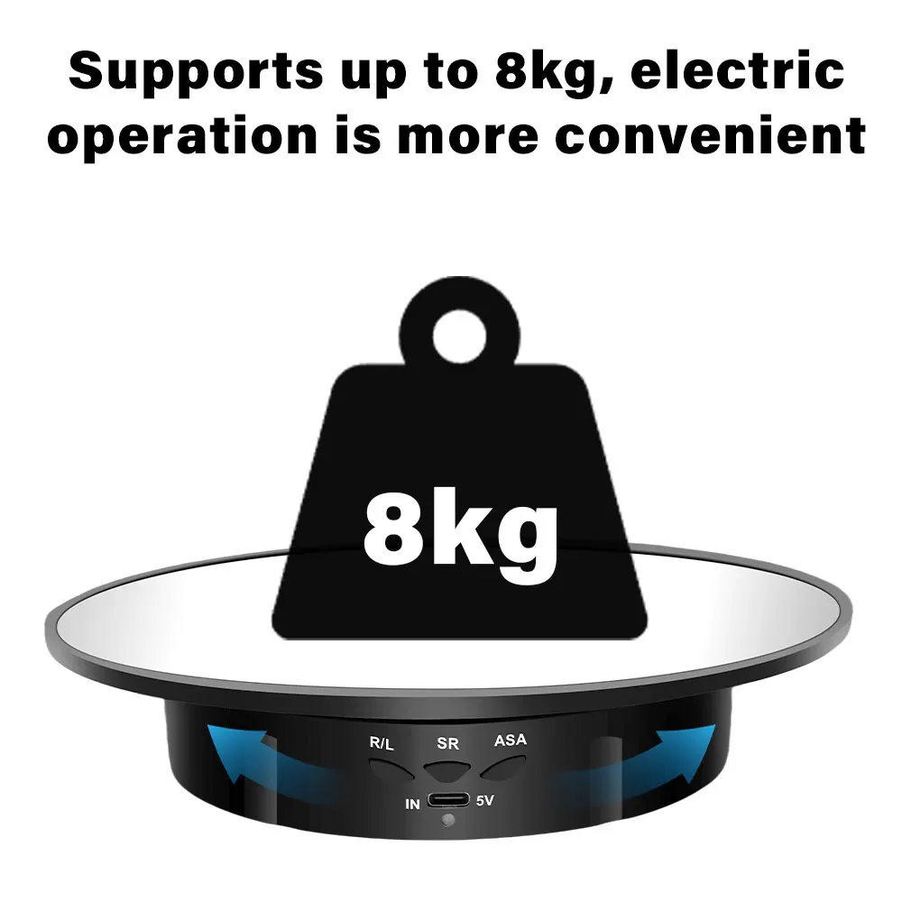 

360° electric rotating product, 200mm 3-speed photography rotating display stand display turntable for video shooting