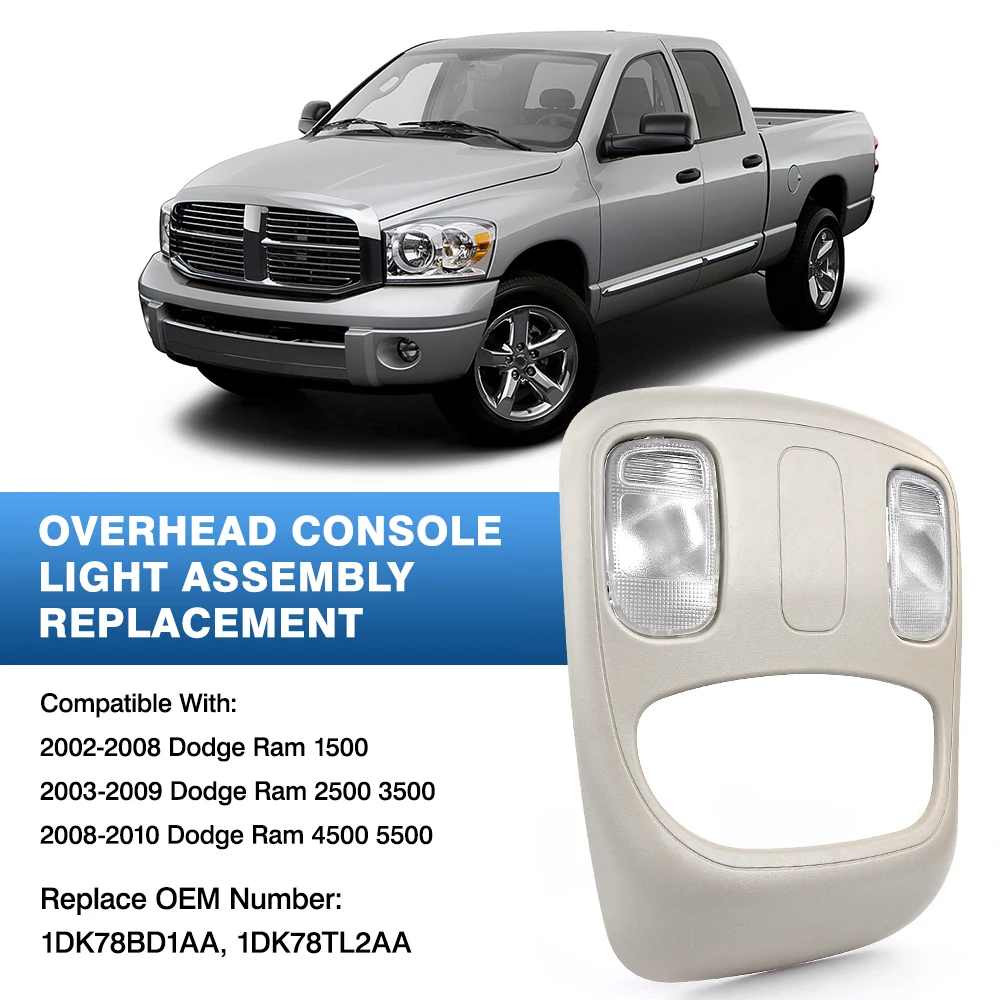 

Overhead Console Dome Map Reading Light For Dodge Ram 1500 truck 2500 3500 4500 5500 2002-2010 Car interior lights 1DK78BD1AA