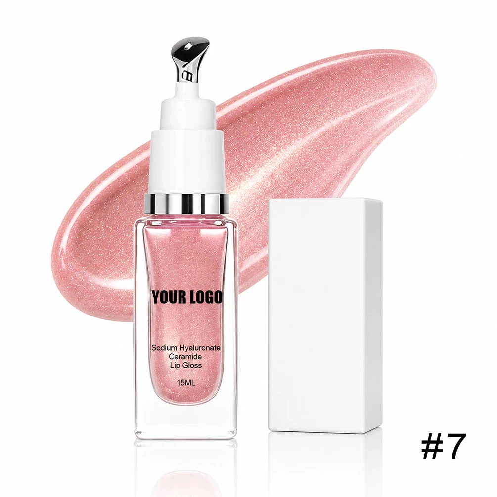10colors Pigment Lip Gloss Custom Logo Massage Head Package Waterproof Moisturizing Long Lasting Private Label Non-stick Makeup