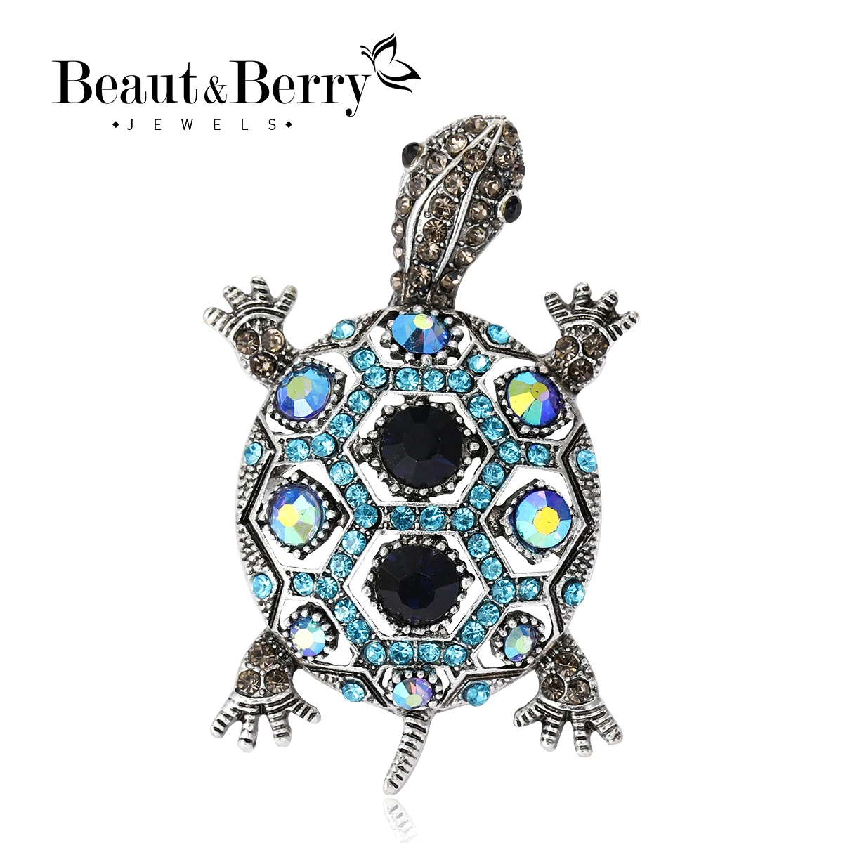 Trendy Shiny Rhinestone Turtle Brooches for Women Unisex Animal Pins 4-color Available Casual Party Accessories Gifts