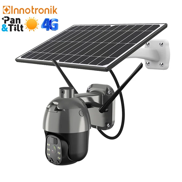 Innotronik 4G 1080P HD IP Solar Panel PTZ Outdoor CCTV Camera Waterproof Color Night Two-way Intrusion Alarm