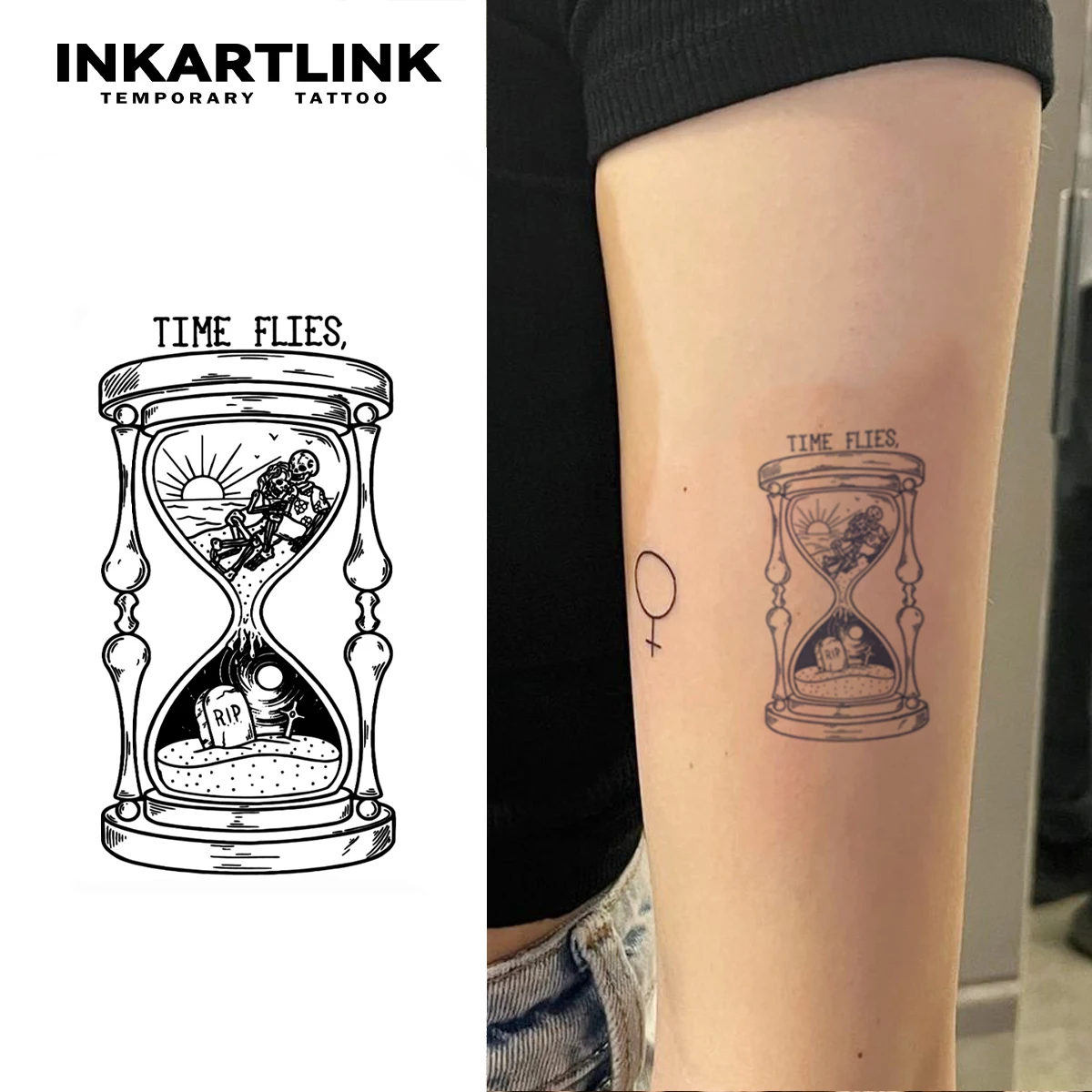 

3 шт. Временная татуировка «Песочные часы», Леч до 15 дней, новая технология, волшебная водонепроницаемая полуперманентная наклейка.