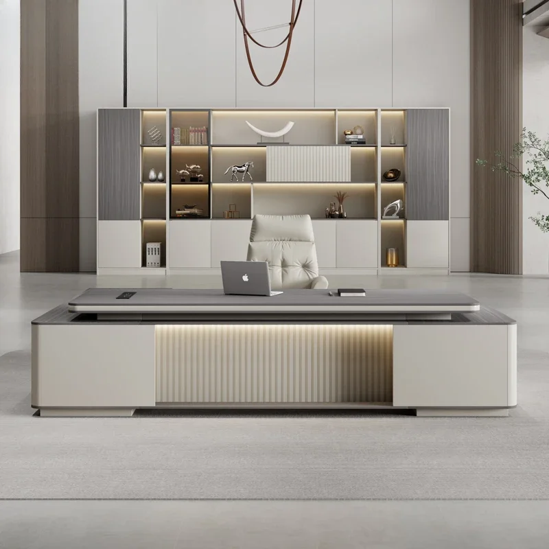 Light Luxury Unique Office Desk Luxury Study Filing Drawers Cheap Office Desk Minimalist Reception Wooden Bureau Home Furniture