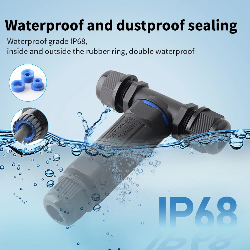 JINH IP68 Waterproof Electrical Wire Connector CNP25T Three-Way Branching Screw Wiring Rainproof Ourtdoor Adaption Wire 3/4/5P