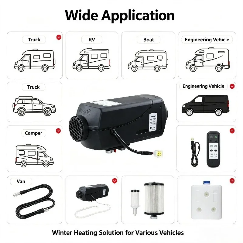 12V 24V air heater, parking heater, integrated split type heater, truck, RV, passenger car, indoor portable air conditioner