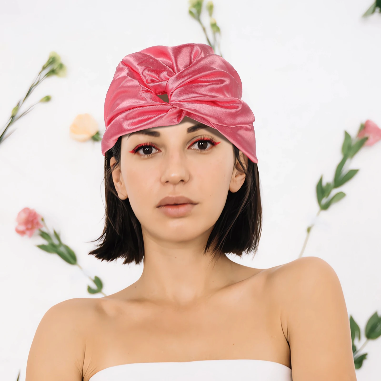 

Satin Hair Wrap for Sleeping Bonnets Women Silk Wraps Red Protects Hair Prevents Knots Frizz Smooth Healthy Look