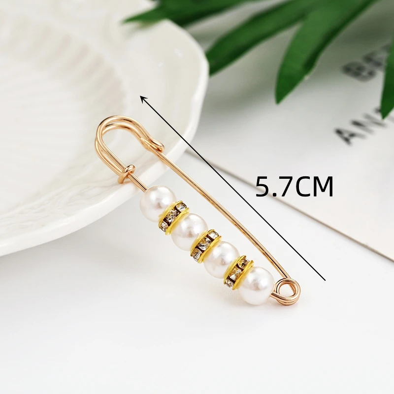 5.7CM White Black Pearl Septum Beads Clothing Brooches for Women Lapel Safety Sweater Coat Dress Pins Badge Buckle Accessories