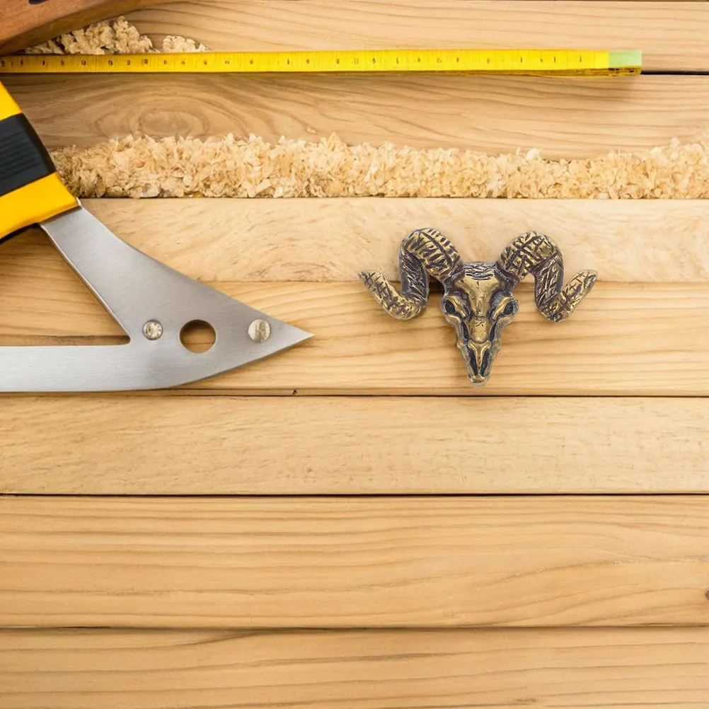 

2pcs Brass Door Handle Cabinet Knobs Goat Head Retro Style Drawer Pulls Animal Handles for Bedroom Furniture Hardware Copper