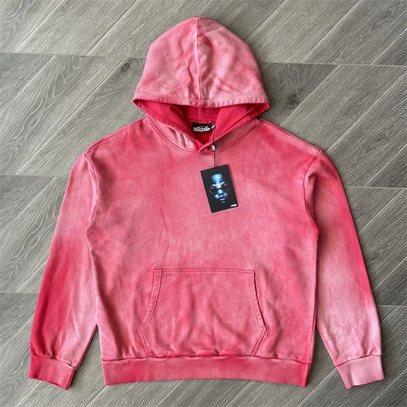 

24ss Pure Cotton Washed Pink Hoodies Best Quality Women Oversized Hooded Pullovers Men Clothing Tracksuit Set