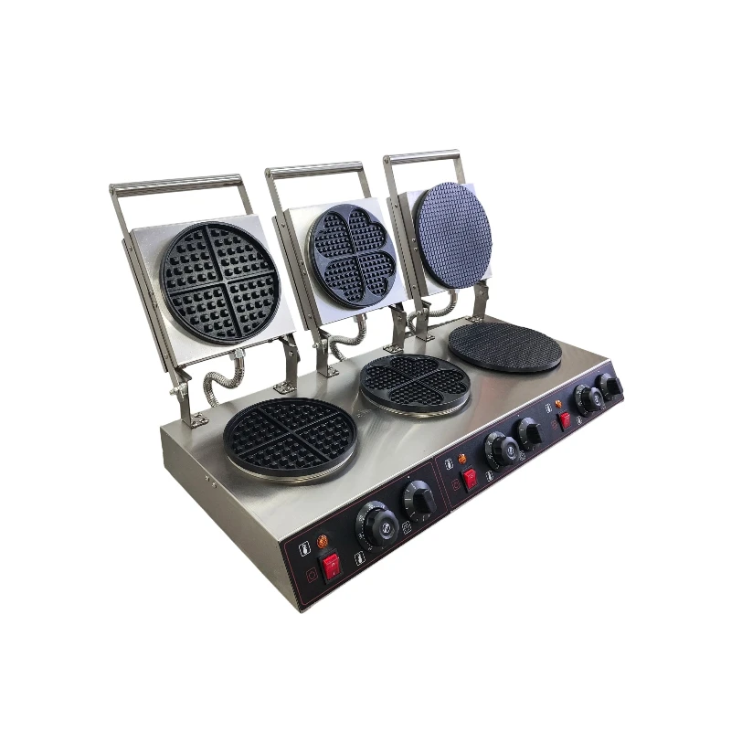 Commercial 3 Plate Waffle Maker Lce Cream Crispy Waffle Maker Non-Stick Stainless Steel for CommercialRestaurant