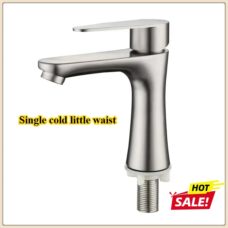 

304 Stainless Steel Small Waist Basin Sink Bathroom Faucet Countertop Mounted Single Cold Water Basin Faucet Toilet Faucet Crane