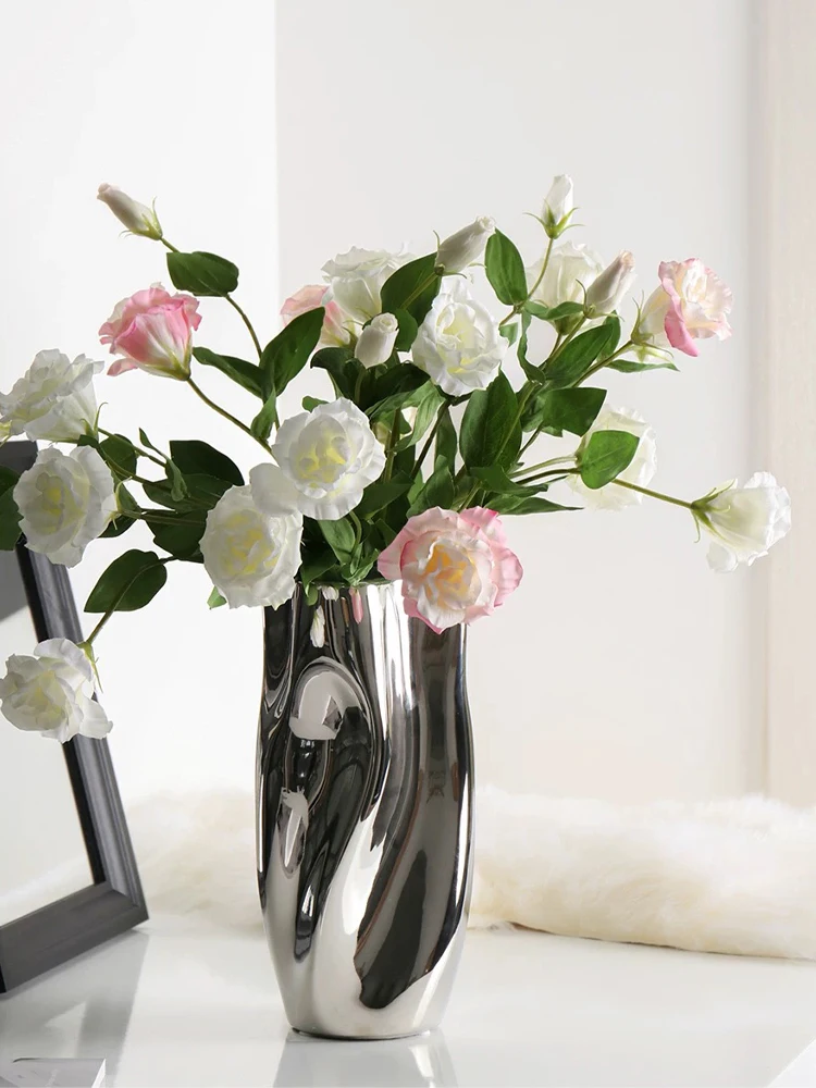 4/8/10Pcs Pink Artificial Lisianthus Flowers Wedding Floral Arrangement Bouquet White Soft Touch Faux Eustoma Bouquet Home Decor