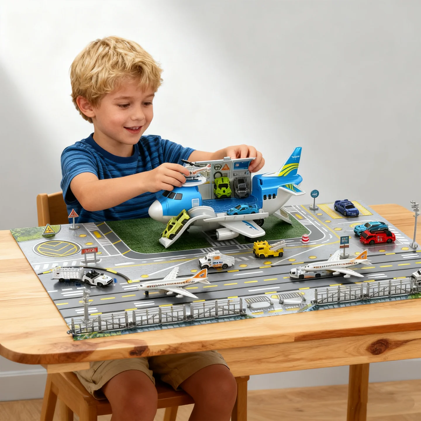 

Children's Airplane Scene Toy Set, Richly Equipped with Multiple Toy Cars, Airplanes, and a Game Map Parking Lot, Suitable for Boys and Girls Aged 3-6, Christmas Birthday Holiday Gift
