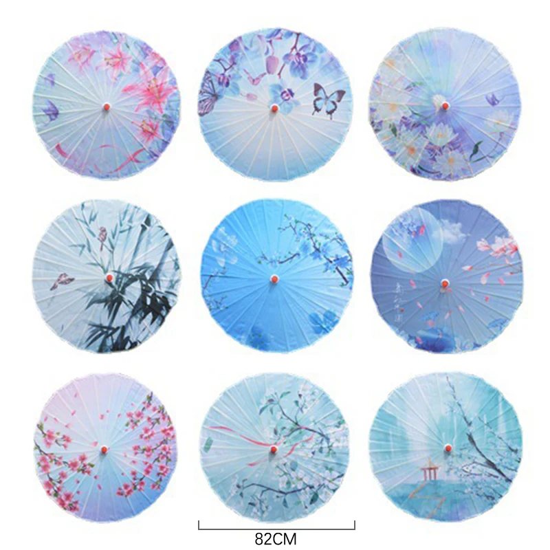 女性用シルク生地,女性用中国風傘,桜柄,パノラマスタイル