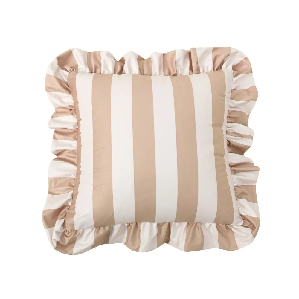 Fashion Striped Pillowcase Velvet Lotus Leaf Skirt Edge Pillow Case Soft Home Decor Bedding Pillow Cover Bedroom Living Room