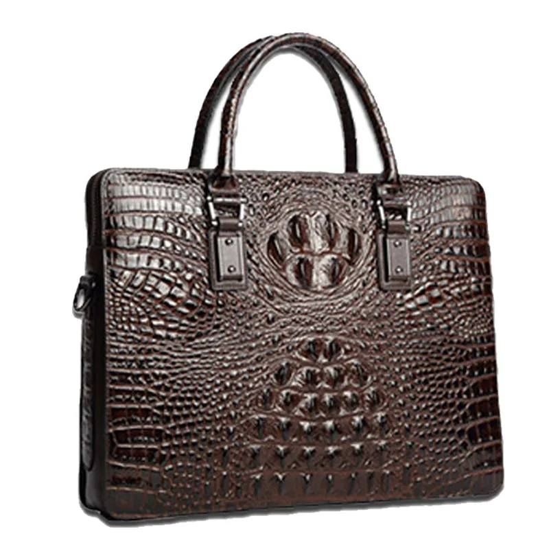 Sacs pour ordinateur portable en alligator pour hommes, cuir de vache véritable, étui à bombes, marque de luxe, sacs à main pour hommes, sac d'ordinateur Messenger 14 pouces, nouveau, 2023