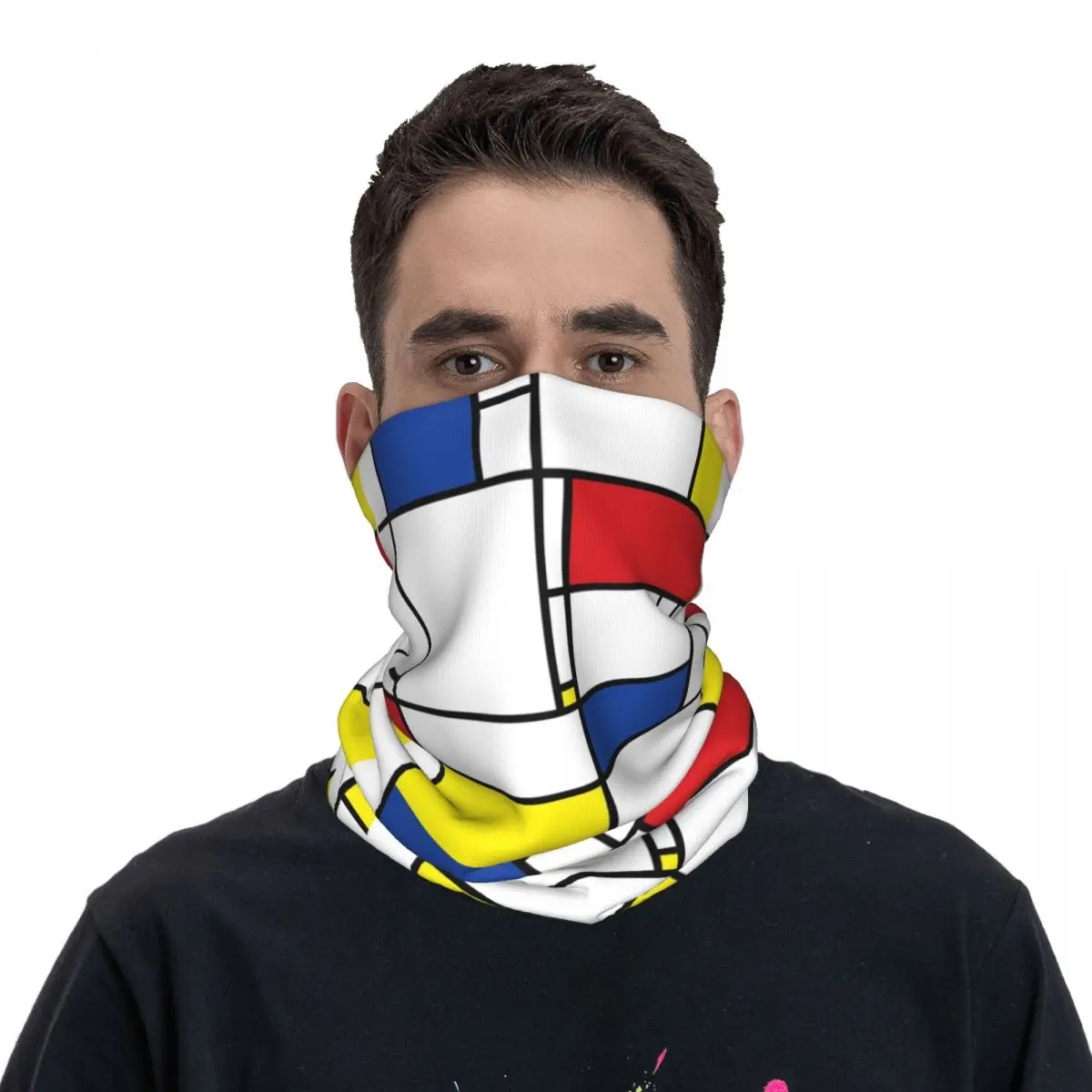 Mondrian minimalist de stijl moderne kunst i.i fatfatin bandana hals abdeckung gedruckt wickel maske schal stirnband radfahren unisex erwachsene