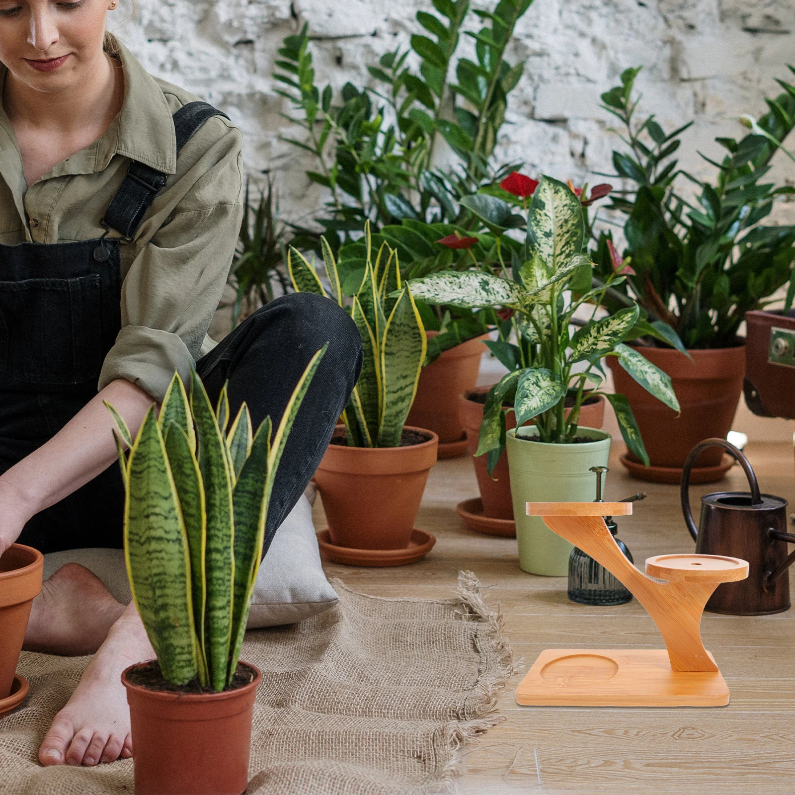 

Multi Layer Flower Pot Stand Bamboo Rack Spacesaving Design Windowsill Small Pots Succulent Holder Plant Display Gardening