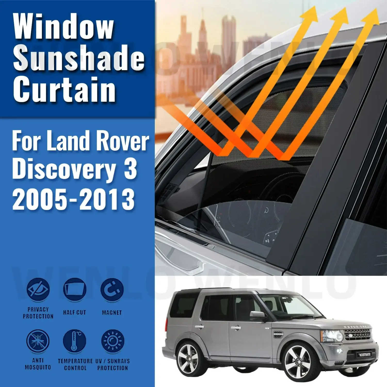 For Land Rover discovery 3 2002-2012 Car Window Sunshade Magnetic Curtain Sun Shade Visor Net Mesh Protect Kids