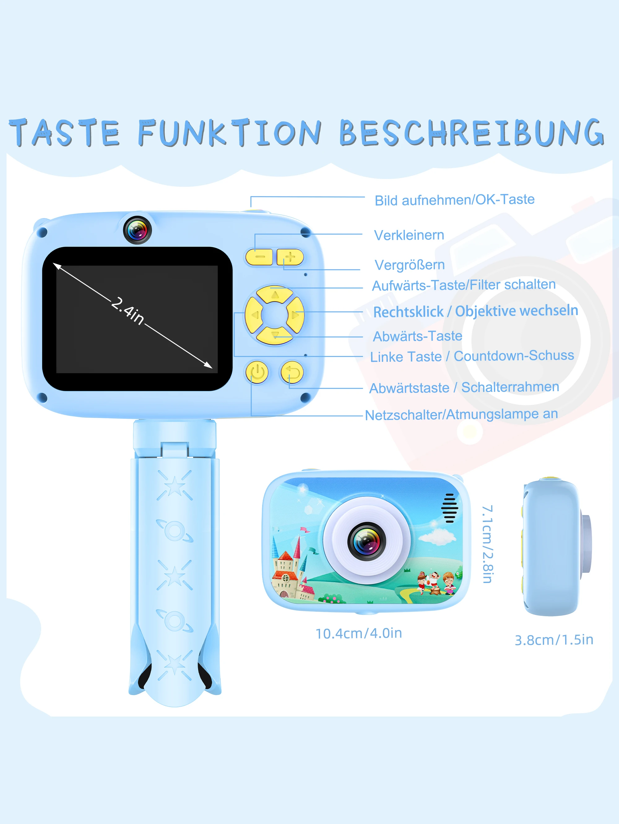Children's Camera Toy 40MP HD Children's Selfie Digital Camera with 32GB SD Card Children's Camera 3-12-year-old Boys and Girls
