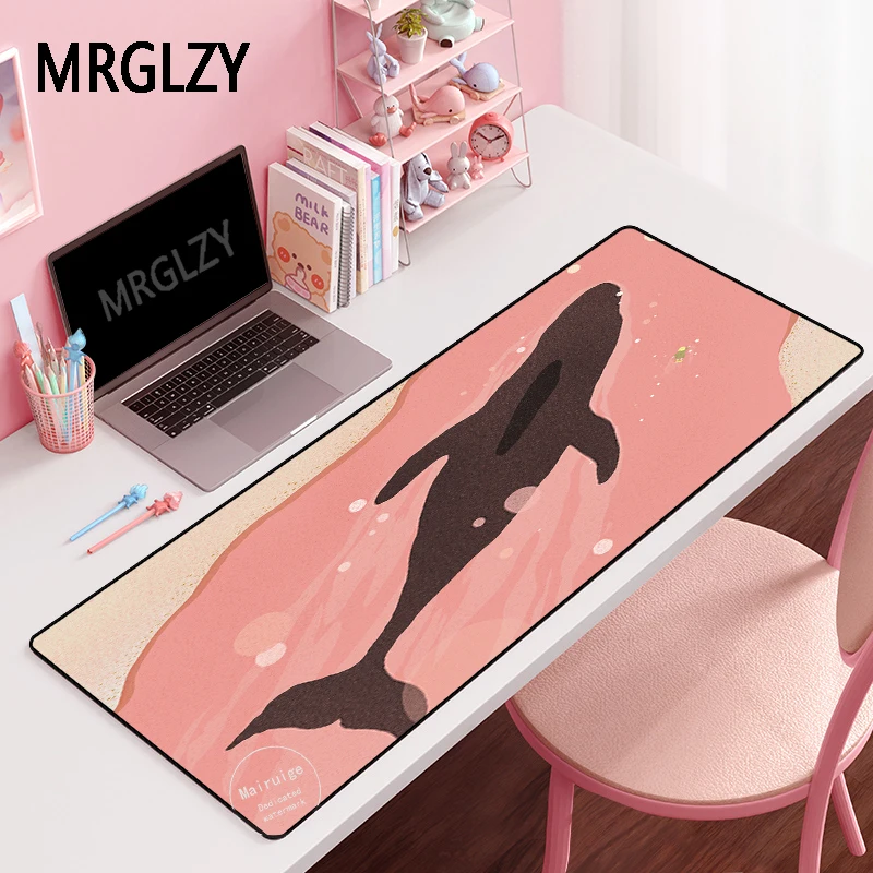 

MRGLZY Cute Cartoon Pink whale 40X90CM XXL Large Gamer Mouse Pad Rug Carpet Laptop Gaming Accessories MousePad Desk Mat for Csgo