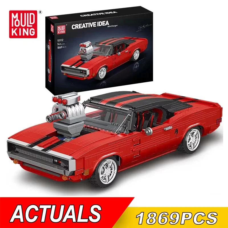 

MOULD KING DIY 10112 Technical Super Red Sport Racing Car Building Block Assembly Brick Toys For Kids Universal for boys and gi