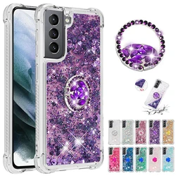 Glitter Quicksand Ring Case For Samsung Galaxy S25 Ultra S24 FE S23 S22 S21 S20 Plus A14 A15 A16 A54 A55 A34 A35 Silicone Cover