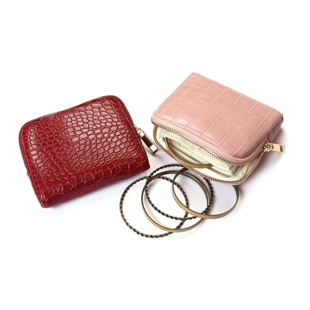 PU Leather Jewelry Packing Bag Solid Color Large Capacity Jewelry Storage Case Organizer Square Mini Cosmetic Bag Earrings
