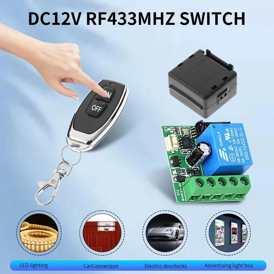

DC12V 1CH 10A релейный приемник-передатчик универсальный беспроводной RF 433 МГц пульт дистанционного управления для гаражных ворот электромагнитный замок