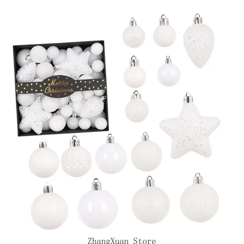Weihnachtskugel-Set mit 50 Kunststoffkugeln für Raum- und Baumgestaltung 3XUF – Detail 4