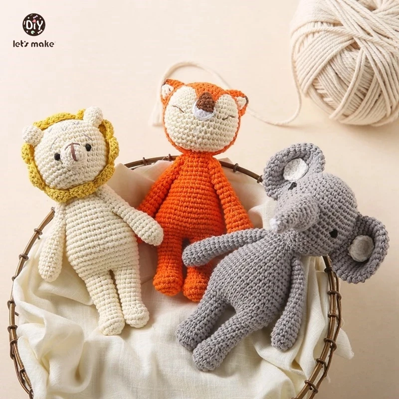 Hochet en peluche au crochet fait à la main pour bébé, poupées d'animaux de dessin animé, éléphant, jouets en peluche, apaisant, dormir, cadeau de Noël pour enfants, 1 pièce