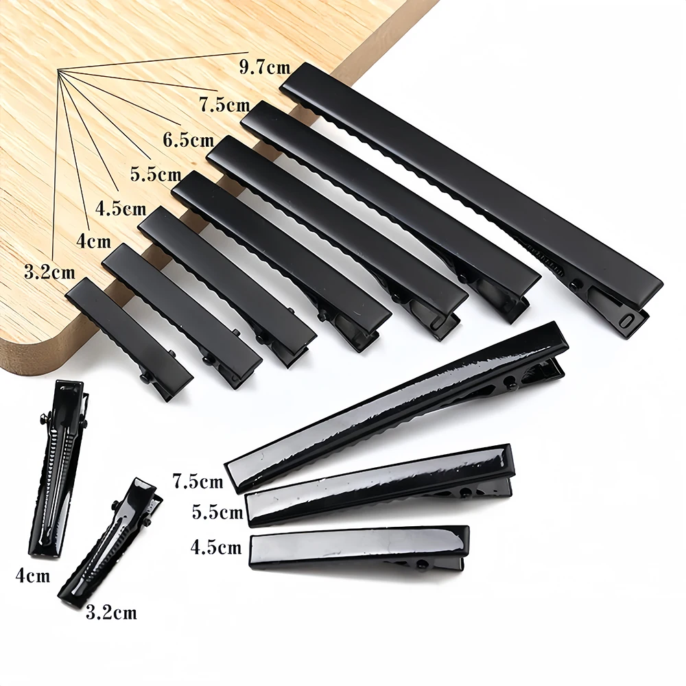 20Pcs 32/40/45/55/75mm Flat Metal Single Prong Alligator Hairpin Clip Base for DIY Hair Clips Jewelry Making Accessories