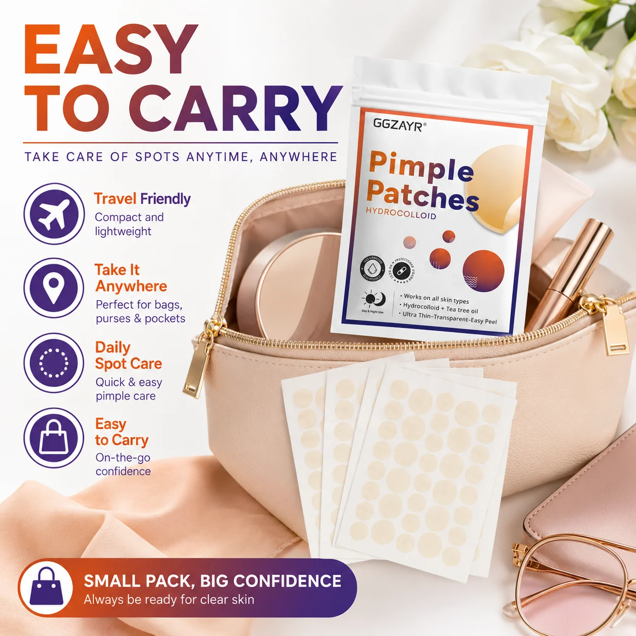 180/360/540 Pcs Hydrocolloid Acne Patches, 2 Sizes Blemish Cover, Transparent, Day & Night Use