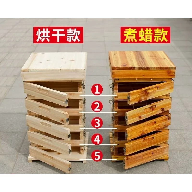 Extra Large Compartment Beehive Wax Coated Fir Beekeeping Box Thick Dried 5 Layers Beehive Kit For Apis Cerana Native Bees