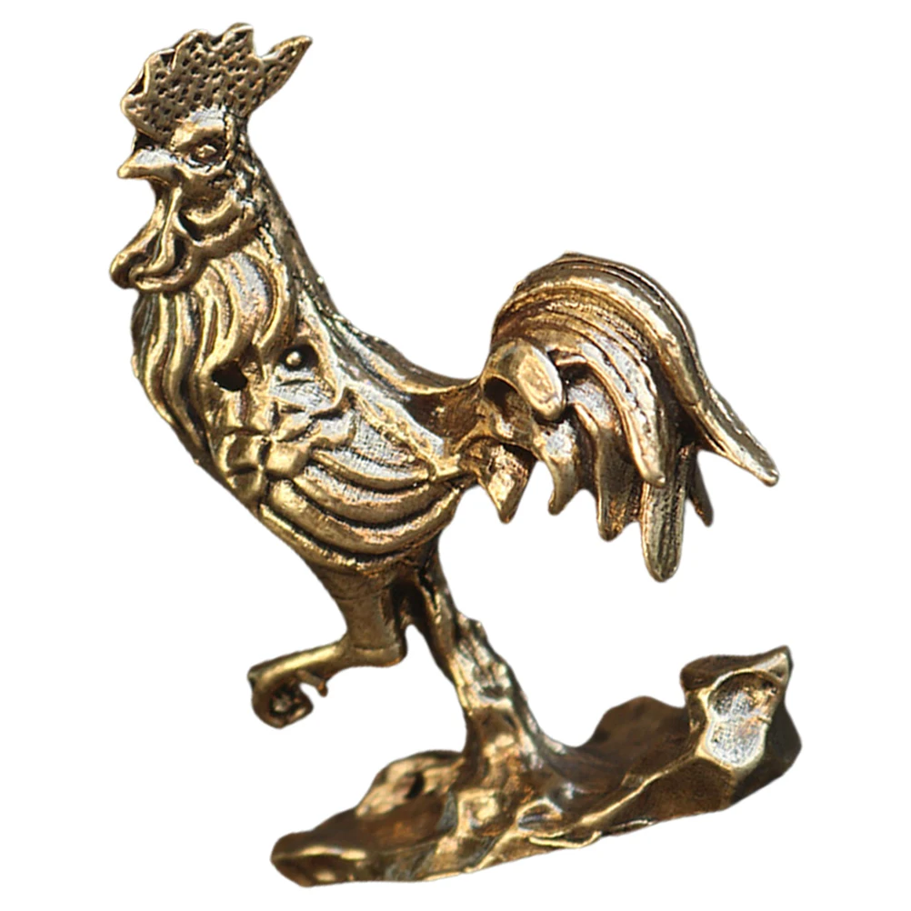 

Brass Chicken Ornaments Retro Desktop Decor Statue Miniature Garden Adornment Metal Chicken Figurine Ornament