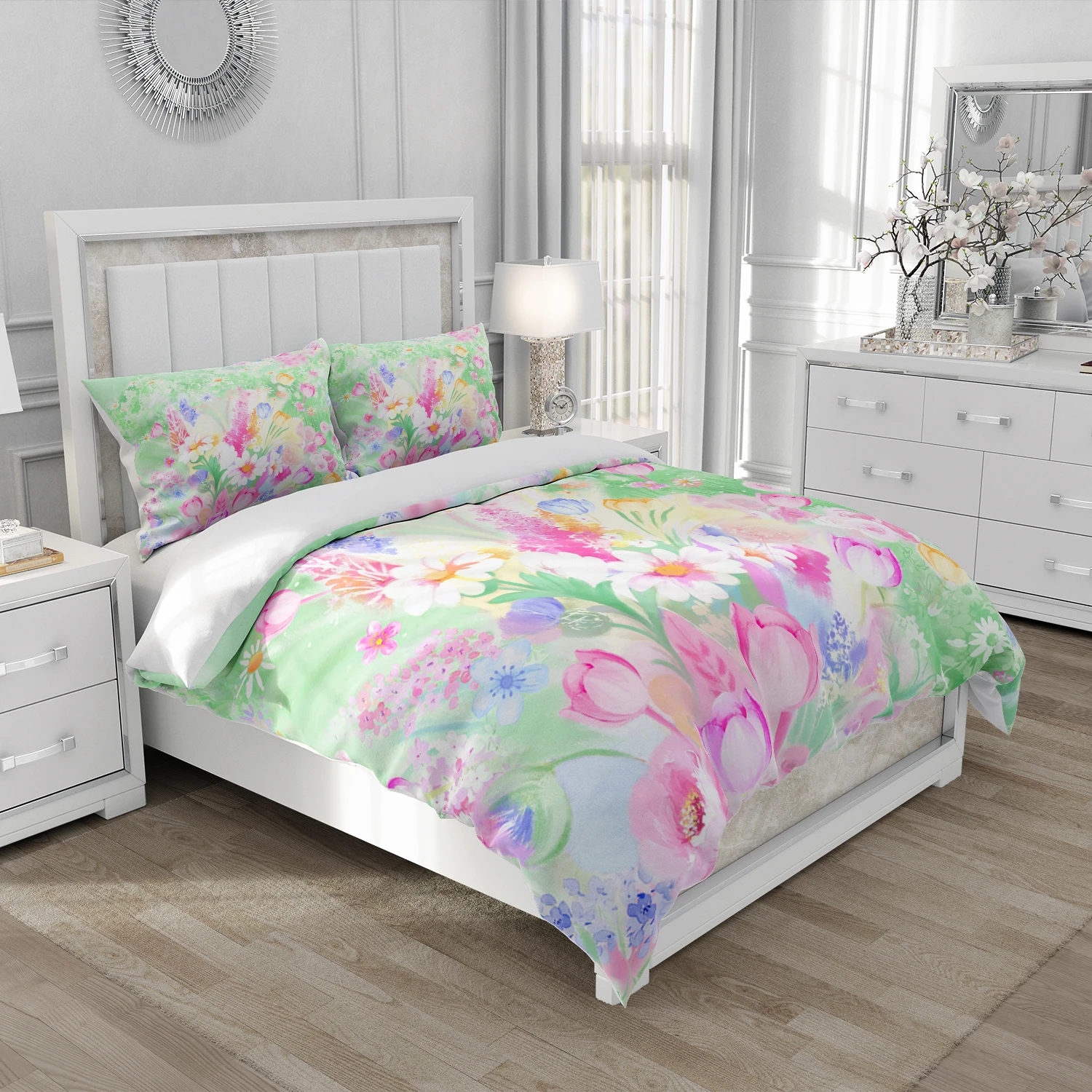 Floral Duvet Cover Kit 3D Printed Ultra-fine Fiber Pillowcase 2024 New Wholesale Elegant and Simple Bedding Set And Soft Kit