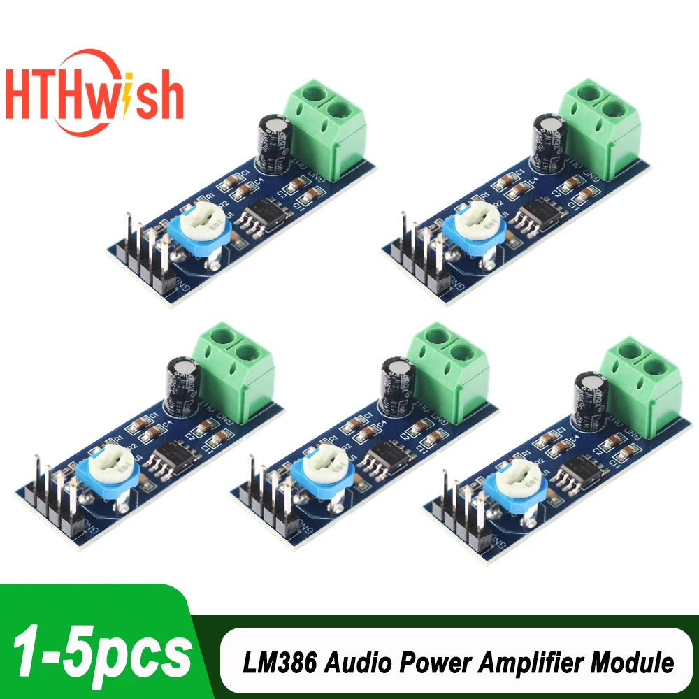 LM386 модуль усилителя мощности звука 5 В-12 В постоянного тока, плата усилителя с 200-кратным усилением, моноусилитель мощности для динамика «сделай сам», Arduino, гитары