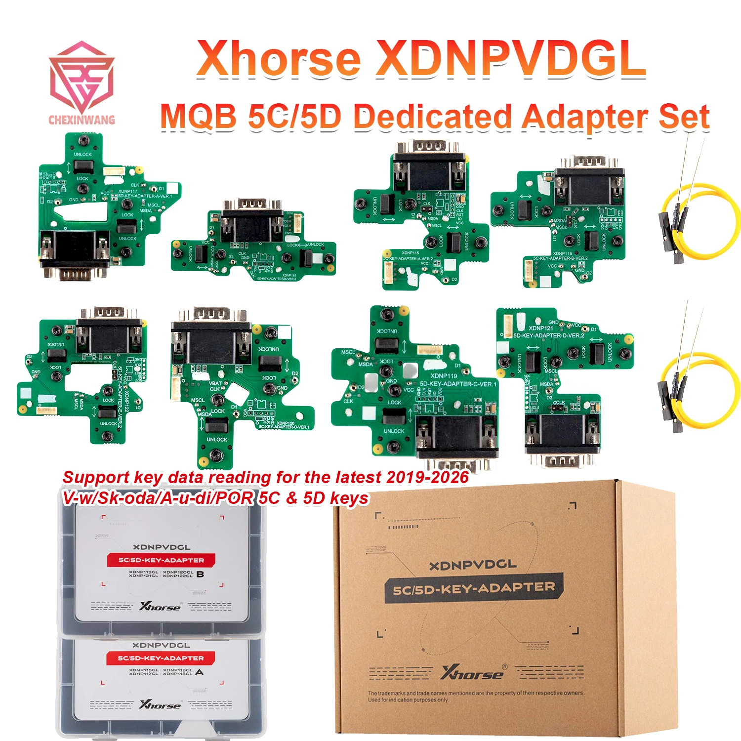 Xhorse XDNPVDGL MQB 5C/5D Dedicated Adapter Set work with Key Tool Plus/Multi Prog for V-W/Skoda/A-udi/ 2019-2026 key data read