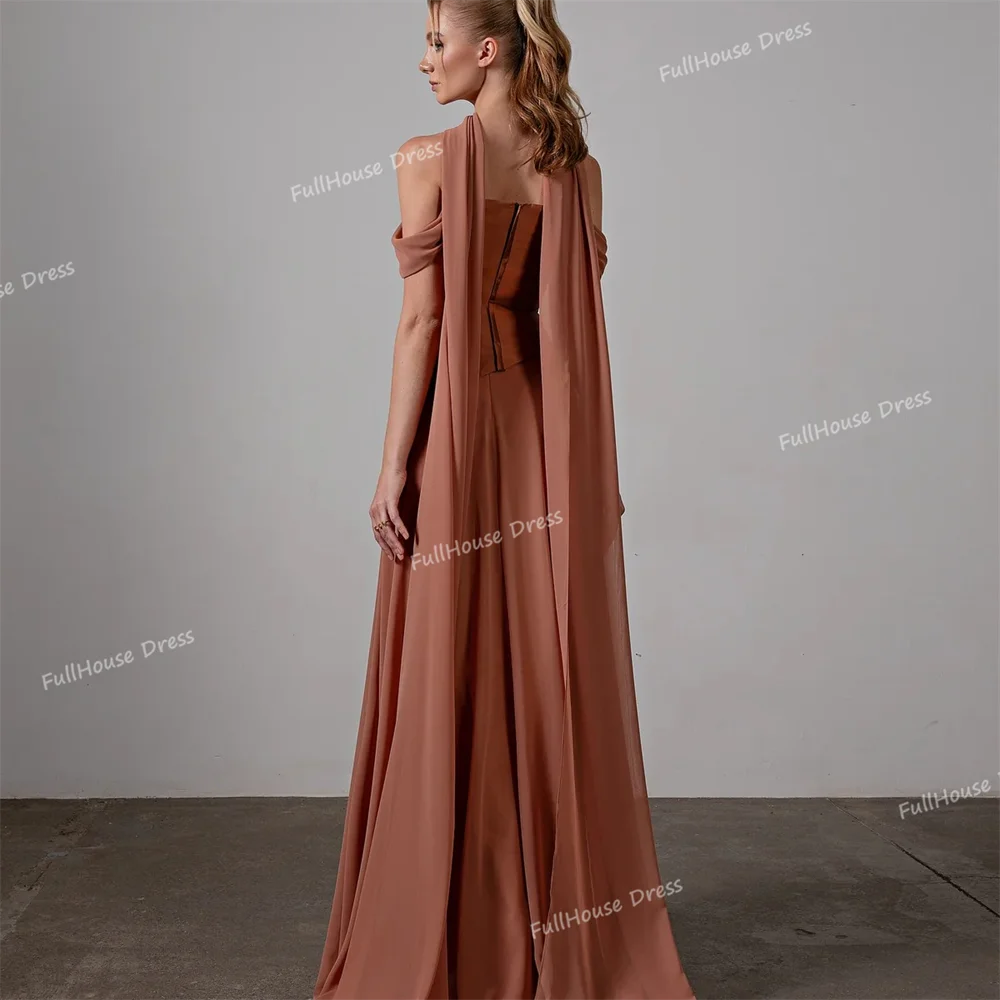 فستان زفاف حديث مصنوع حسب الطلب مكون من قطعتين مكشوف الأكتاف ثنيات على شكل حرف a طول الأرض بدون ظهر مع ذيل فيستدوس دي