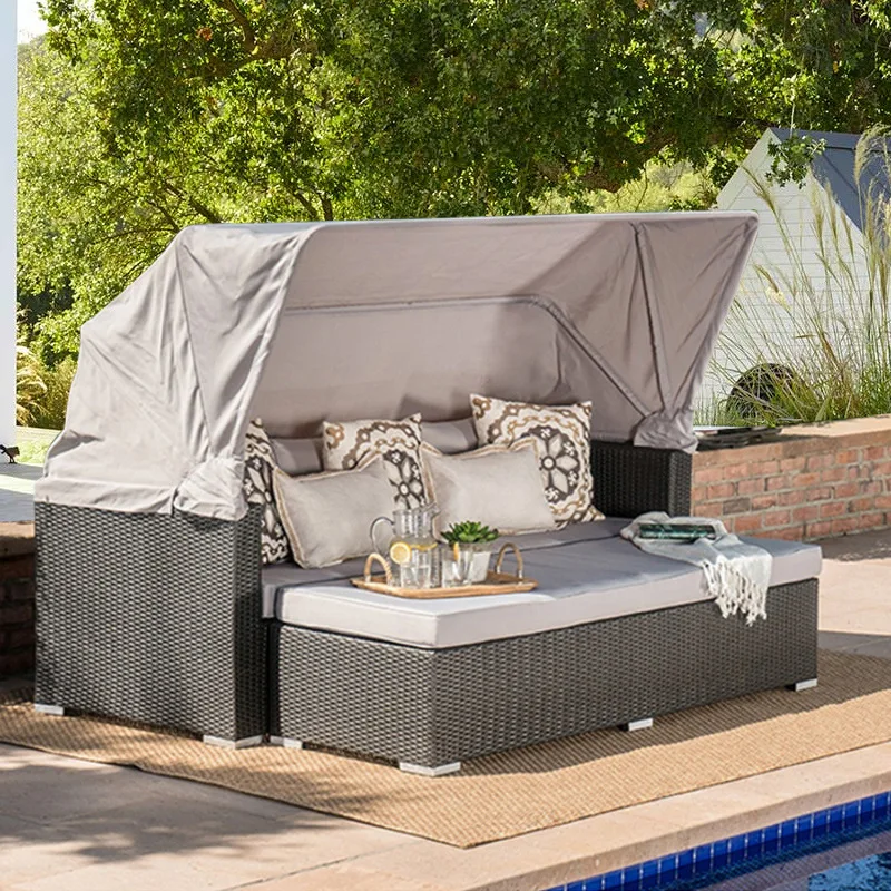 Rattan sofa bed Art garden Decoration project Lounge chair Nordic hotel courtyard Beach pool bed Outdoor furniture