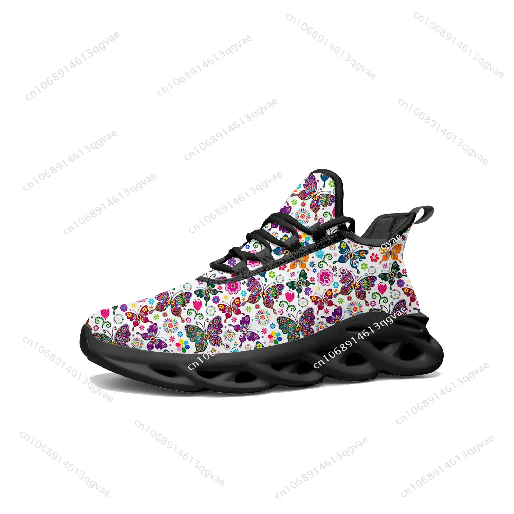 Butterfly Prints Flats Sneakers Mens Womens Sports Running High Quality Sneaker Lace Up Mesh Footwear Tailor-made Shoe Balck