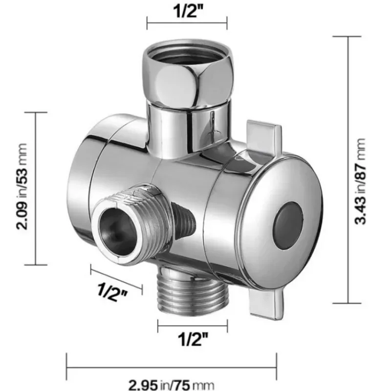 3 Mode Switch G1/2 Inch Shower Head Diverter Valve Adjustable 3 Way Bathroom Accessories Connector